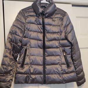 a.n.a Women's Metallic Puffer Jacket - Silver